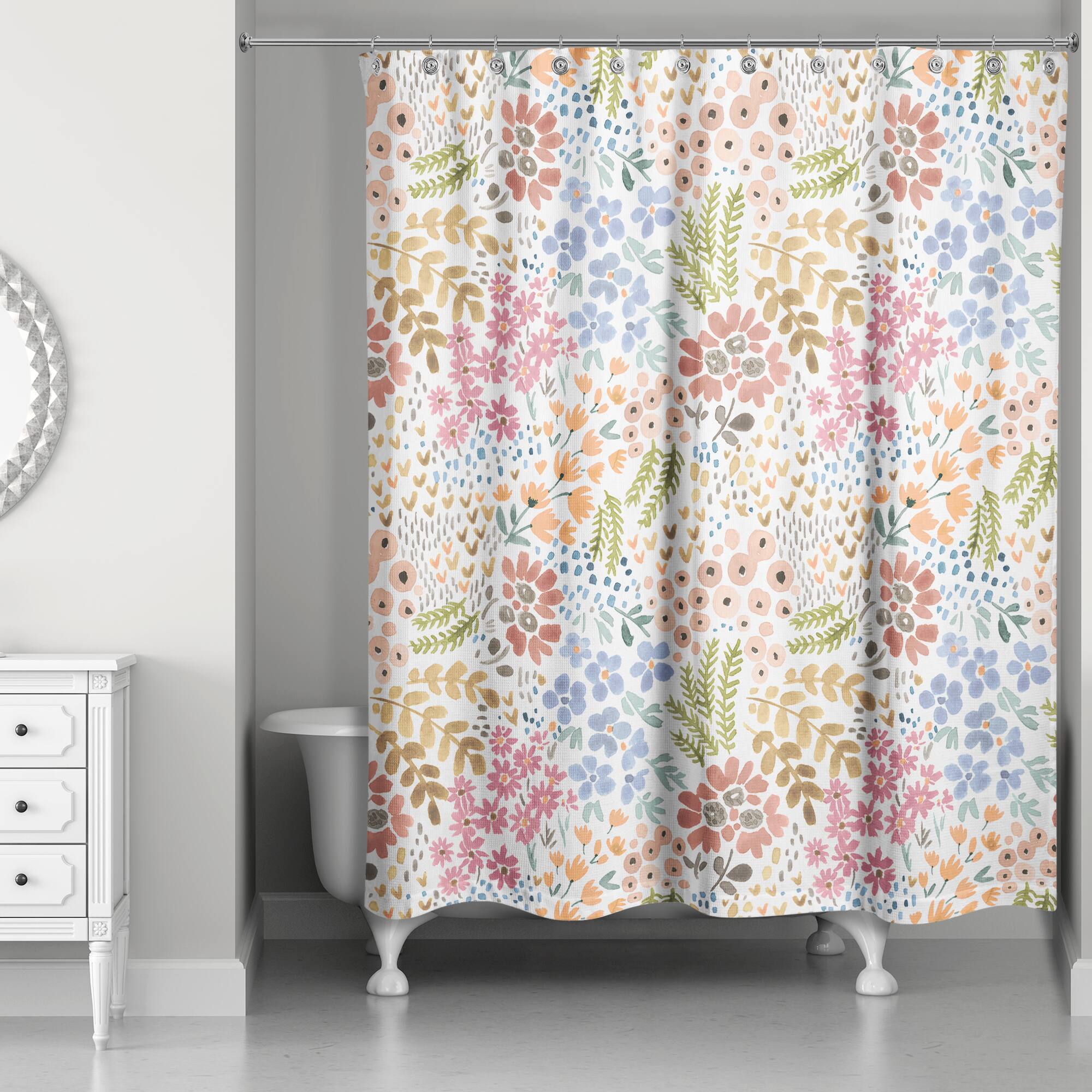 Bright Multi Floral 71" x 74" Shower Curtain
